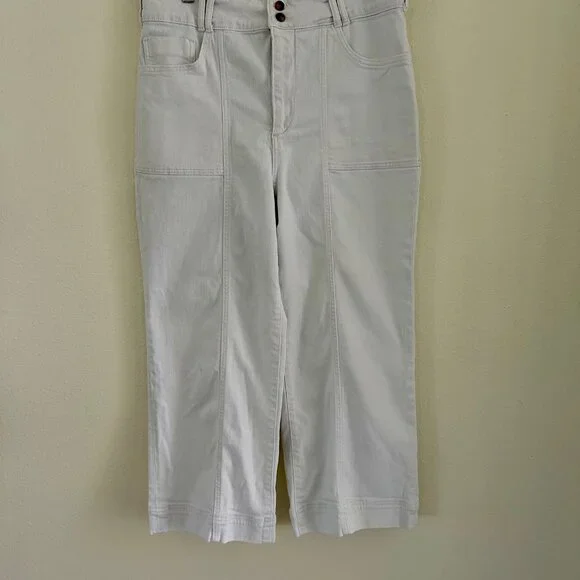 Anthropologie Pilcro Wide Leg Pants Women's White Denim Patch Panel High Rise 32 - Picture 5 of 10